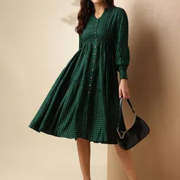 Anouk Women Polka Dot Printed Fit & Flare Midi Dress-image-29