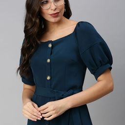 SHOWOFF Women Teal A-Line Dress-image-78