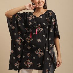 Fabflee Floral Print Kaftan Longline Top-image-49