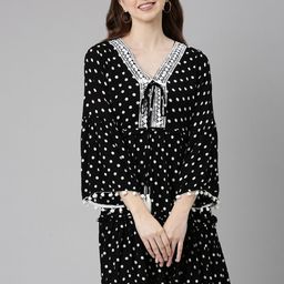 SHOWOFF Cotton Polka Dots Printed A-Line Dress-image-78