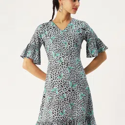 DressBerry Animal Crepe A-Line Dress-image-55