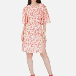 HAUTEQUE Floral Print Round Neck Flared Sleeve A-Line Dress-picture-35