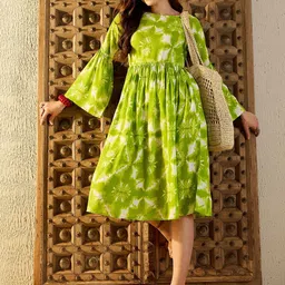 MABISH by Sonal Jain Tie and Dye Dyed Bell Sleeves Fit & Flare Dress-image-35
