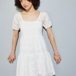 max Print Puff Sleeve A-Line Dress-image-44