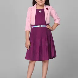 Macwin Striped Pleated A-Line Dress With Jacket-8