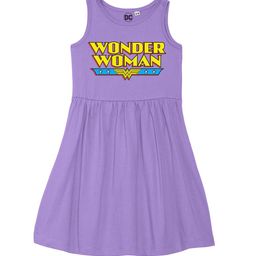 DC by Wear Your Mind Girls Purple & Yellow Wonder Woman Pure Cotton Dress-image-57