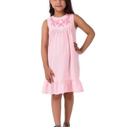 Miyo Girls Pink Solid A-Line Dress-image-61