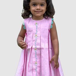 Little Llama Embroidered Cotton A-Line Dress-image-40
