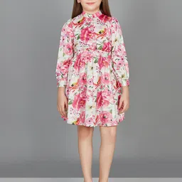 Peppermint Girls Floral Printed A Line Dress-41