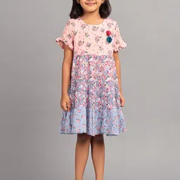 ZION Floral Print Embellished A-Line Dress-image-24