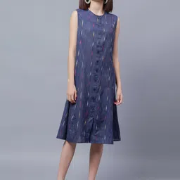 ENTELLUS Ethnic Motifs Printed Sleeveless Cotton A-Line Dress-image-29