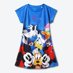 YK Disney Girls Mickey Mouse Friends Printed A-Line Dress-24