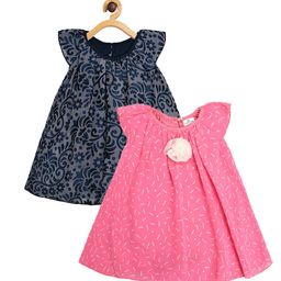 Creative Kids Infants Girls Pack Of 2 Floral Printed Cap Sleeves A-Line Romper Dress-image-96