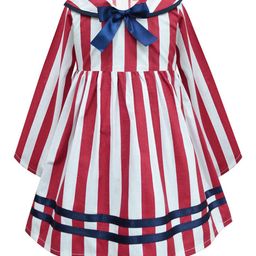 A T U N Red & White Striped A-Line Dress-picture-17