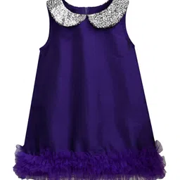 A.T.U.N. Blue & Silver-Toned Peter Pan Collar A-Line Dress-17