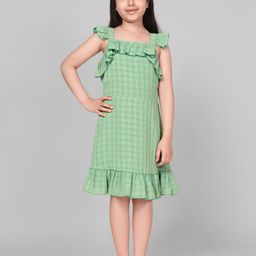 FASHION DREAM Checked Ruffled A-Line Dress-image-97