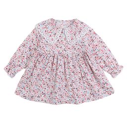 StyleCast Girls Pink Floral Printed Peter Pan Collar Ruffled Cotton A-Line Dress-13