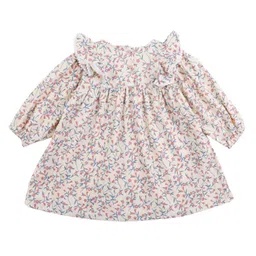 StyleCast Girls Pink & Blue Floral Printed Ruffled A-Line Dress-picture-10
