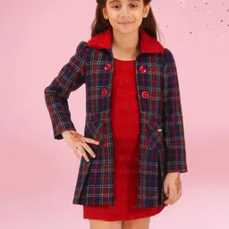 CUTECUMBER Girls Print Applique Woollen Jumper Dress-image-5
