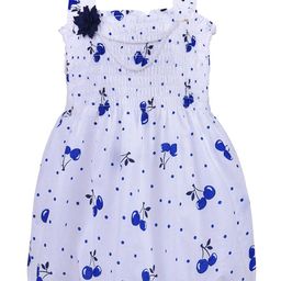 Wish Karo White & Navy Blue Floral Cotton Dress-15