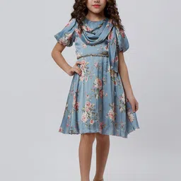 Peppermint Girls Floral Printed Gathered Fit & Flare Dress-image-25