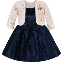 Wish Karo Girls Sequinned Embellished Silk Fit & Flare Dress With Jacket-picture-36