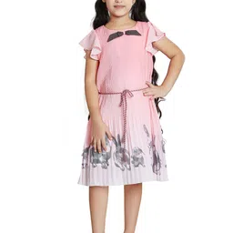 Peppermint Girls Print Flutter Sleeve Satin Fit & Flare Dress-image-15