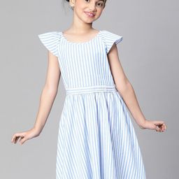 Oxolloxo Girls Striped Print Round Neck Cotton Dress-image-66