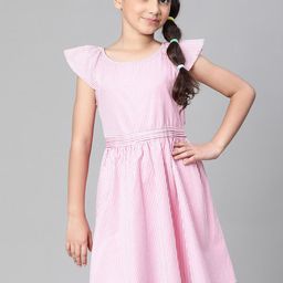 Oxolloxo Girls Striped Cap Sleeves Organic Cotton A-Line Dress-image-74