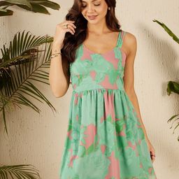 RARE Shoulder Straps Floral Print Chiffon Fit & Flare Dress-picture-25