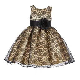 BAESD Kids-Girls Floral Printed Round Neck Satin Fit & Flare Party Dress-picture-12