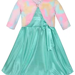 Wish Karo Girls Floral Satin Fit & Flare Dress With Jacket-picture-55