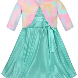 Wish Karo Girls Round Neck Sleeveless Bow Silk Fit & Flare Dress With Jacket-picture-39