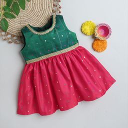 MANY FROCKS & Girls Print Satin Fit & Flare Dress-44