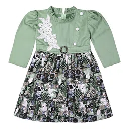 Wish Karo Girls Floral Printed Satin Fit & Flare Dress-picture-35