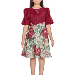Peppermint Floral Print Puff Sleeve Fit & Flare Dress-image-75