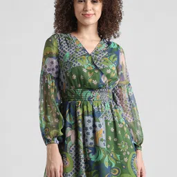 ONLY Floral Printed Puff Sleeves Chiffon Mini Fit & Flare Dress-picture-16