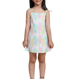BAESD Girls Abstract Printed Sleeveless Linen A-Line Dress-image-72