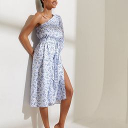 The Roadster Lifestyle Co Floral Printed One Shoulder Linen A-Line Dress-image-27