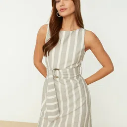 Trendyol Striped A-Line Mini Dress-image-7