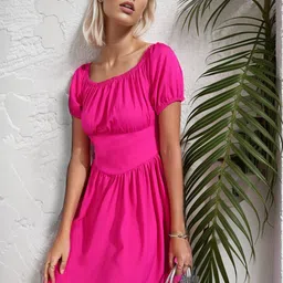 RARE Pink Square Neck Empire Dress-picture-37