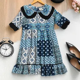 Bella Moda Print Peter Pan Collar Fit & Flare Dress-image-35