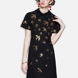 JC Collection Black Embellished A-Line Dress-image-31