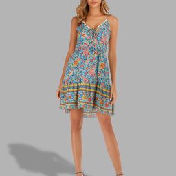 JC Collection Women Green Floral A-Line Dress-image-35