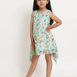 Creative Kids Green Floral A-Line Dress-picture-37