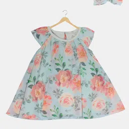 Creative Kids Green Floral A-Line Dress-57