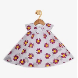 Creative Kids White Printed Floral A-Line Romper Dress-image-83