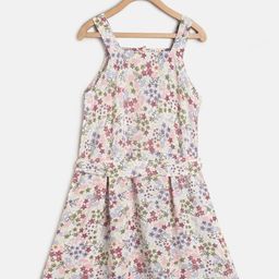 TALES & STORIES Girls Multi Color Floral Printed Rayon A-Line Dress-picture-1