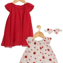 Creative Kids Girls Pack Of 2 Mickey Mouse Self Design A-Line Dress-image-42