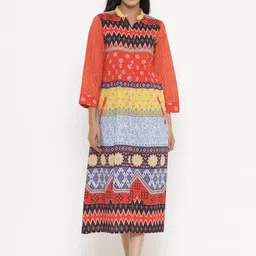 Readiprint Fashions Multicoloured Ethnic Motifs A-Line Dress-image-30
